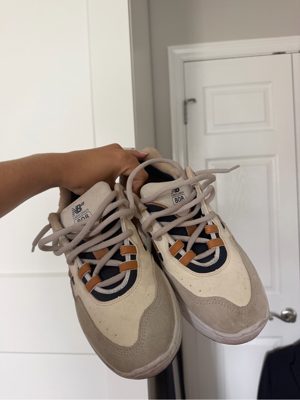 New Balance Men’s 808 Beige Cream and Tan Sneakers